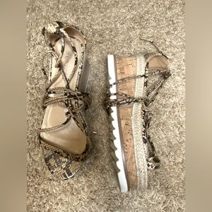 COPY - Snake skin ankle wrap wedges